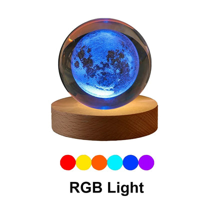 Kryształowa Lampka LED 3D – Układ Słoneczny RGB 6 cm