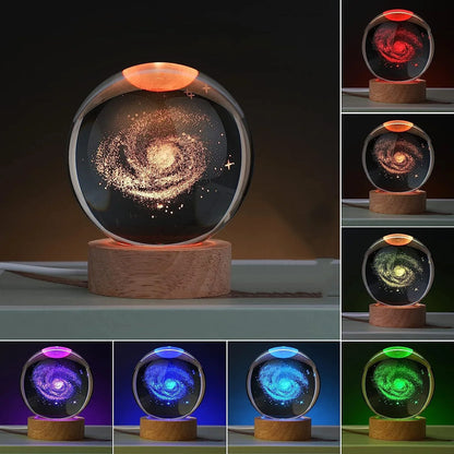 Kryształowa Lampka LED 3D – Układ Słoneczny RGB 6 cm