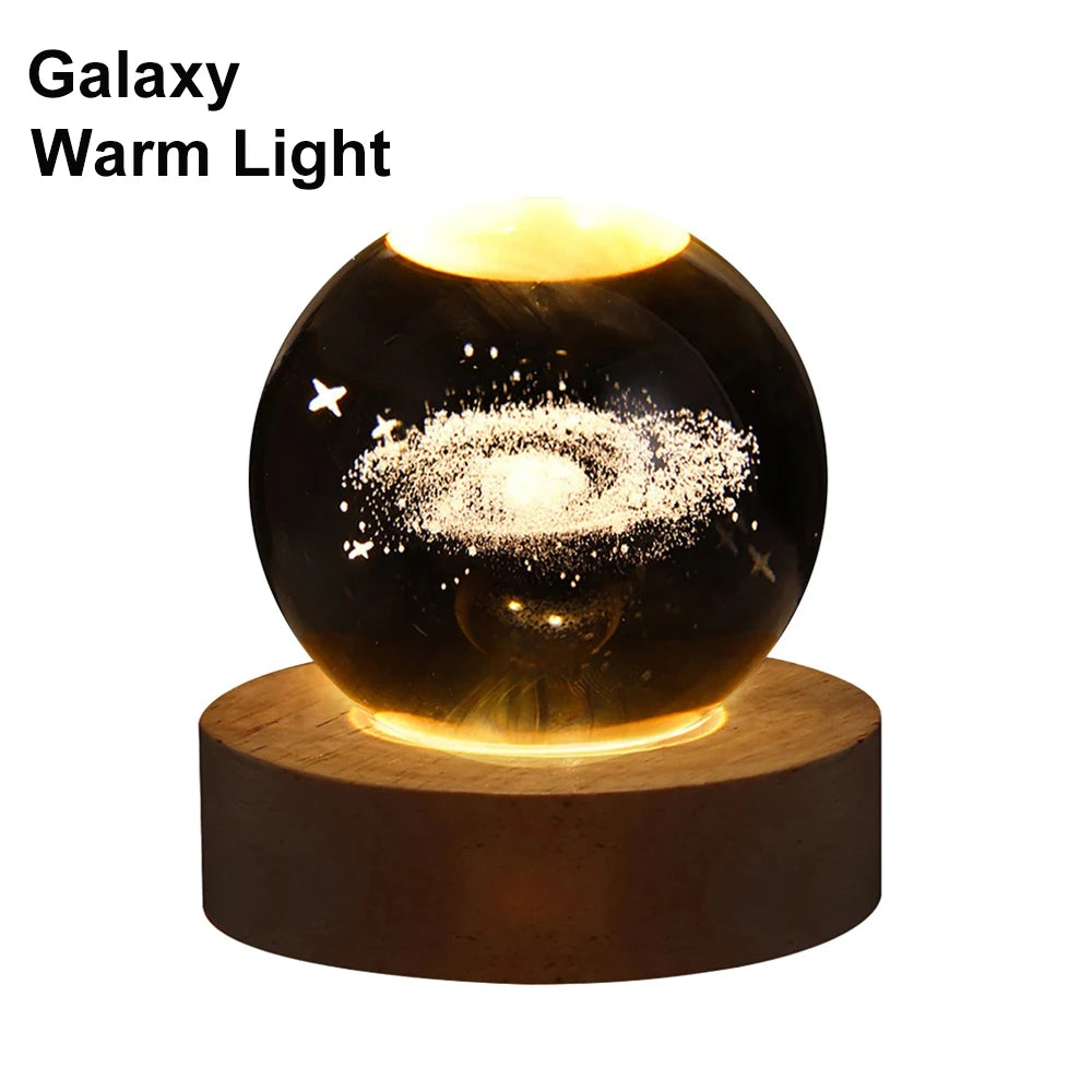 Kryształowa Lampka LED 3D – Układ Słoneczny RGB 6 cm