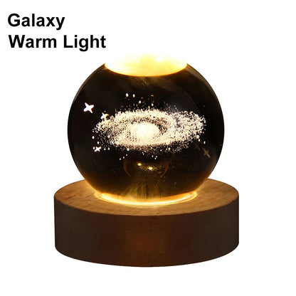 Kryształowa Lampka LED 3D – Układ Słoneczny RGB 6 cm