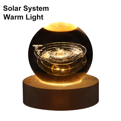 Kryształowa Lampka LED 3D – Układ Słoneczny RGB 6 cm