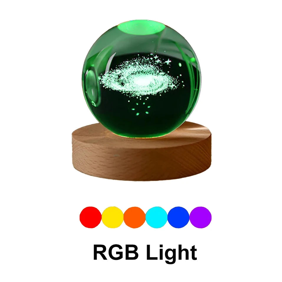 Kryształowa Lampka LED 3D – Układ Słoneczny RGB 6 cm