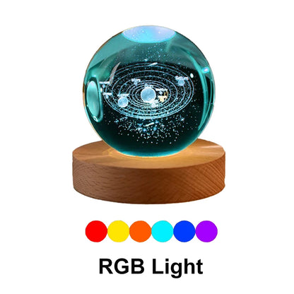 Kryształowa Lampka LED 3D – Układ Słoneczny RGB 6 cm
