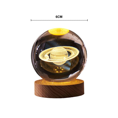 Kryształowa Lampka LED 3D – Układ Słoneczny RGB 6 cm