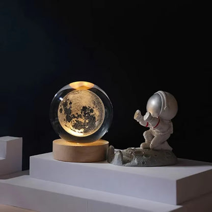 3D Crystal Ball Night Light Lamp Crystal Planet Laser Engraved Solar System Globe Astronomy Gift Birthday Glass Home Decoration